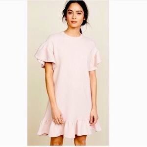 ULLA JOHNSON PINK TILLIE RUFFLE DRESS Size M